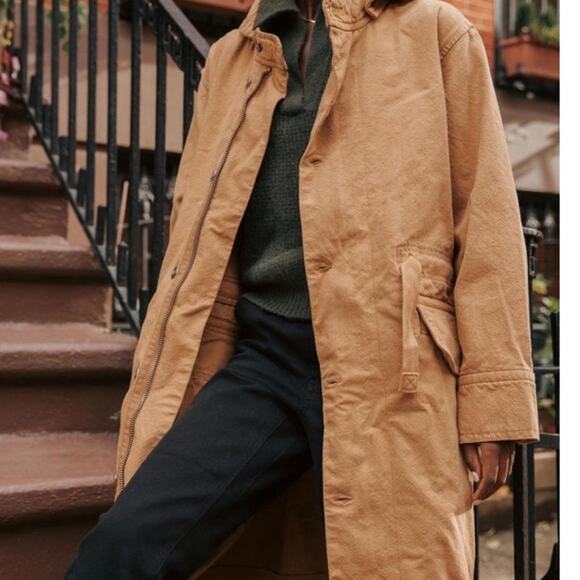 Everlane Canvas Organic Cotton Parka Brown  XS Barn Jacket Anorak - Picture 6 of 10